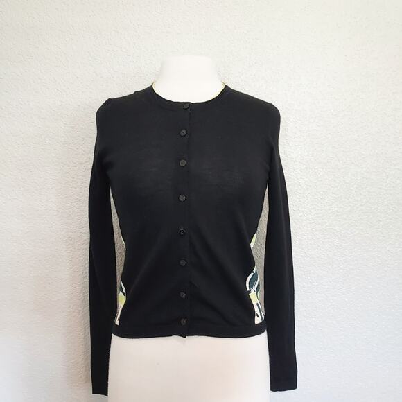 Paul Smith Sweaters - Paul Smith WoolBlack Button Cardigan Sweater w/Yellow Graphic Size S